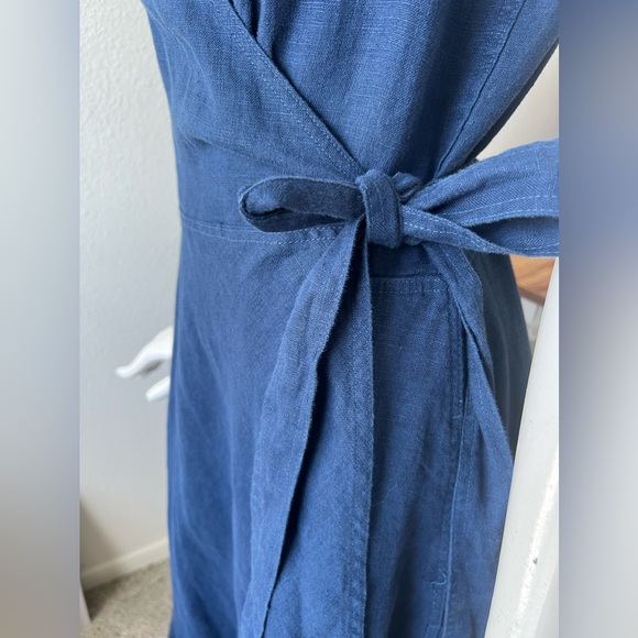 New Ralph Lauren Midi 100% Linen Navy Dress (8) - Picture 13 of 16